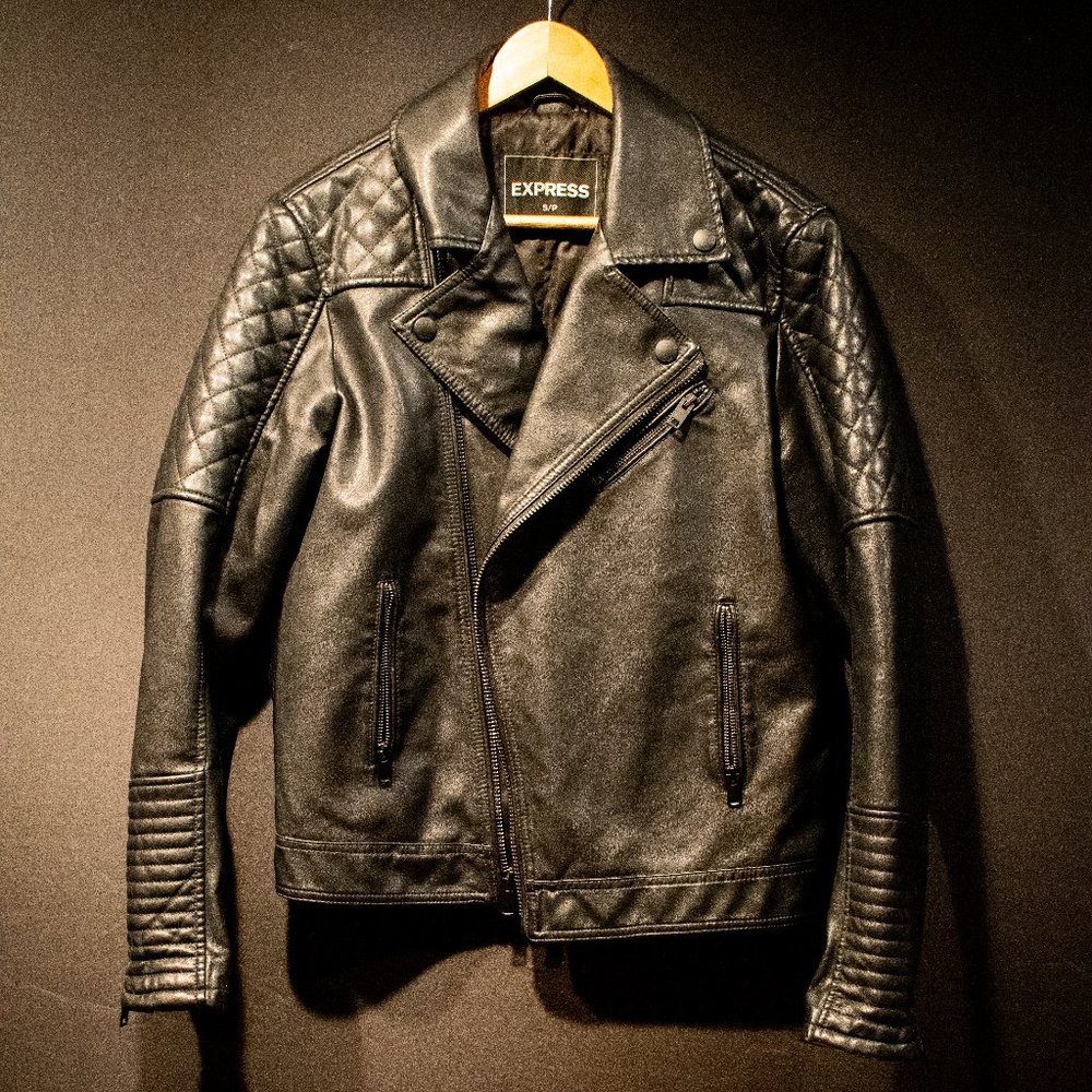 EXPRESS Faux Leather Moto Jacket | Size S/P |  Color: Black